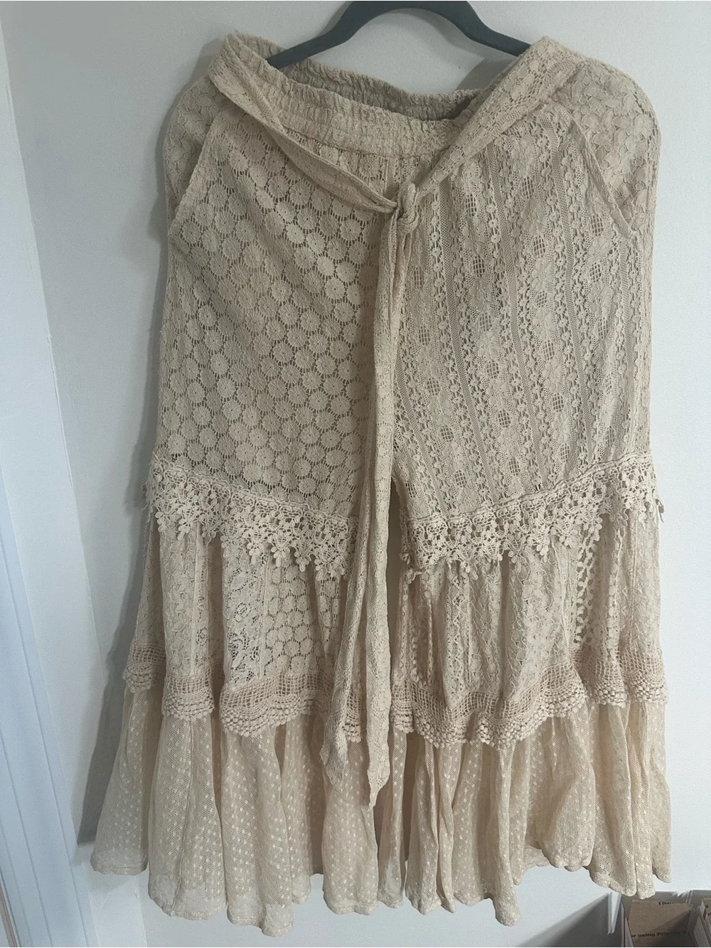 Boho Lace Wide-Leg Pants in Cream - Picture 6 of 7